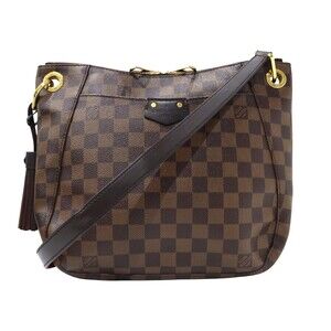 Louis Vuitton South Bank messenger Damier Ebene leather double zipper closure LV